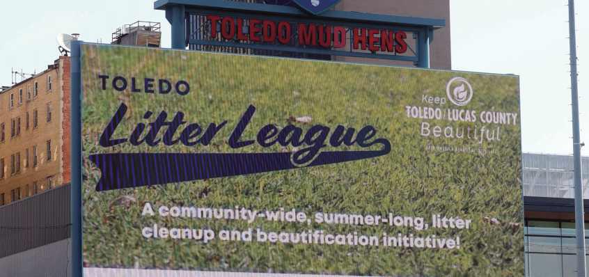 At Fifth-Third Field, the Litter League logo was displayed.